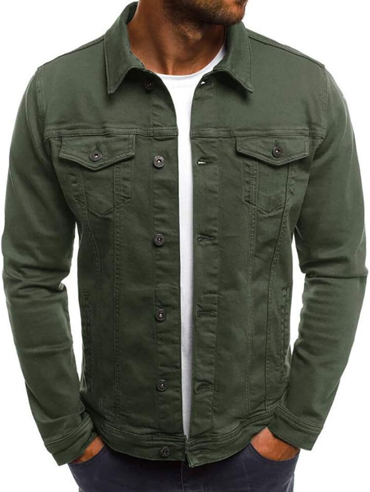 Men’s Casual Classic Denim Jacket Slim Fit Fashion Jean Coat