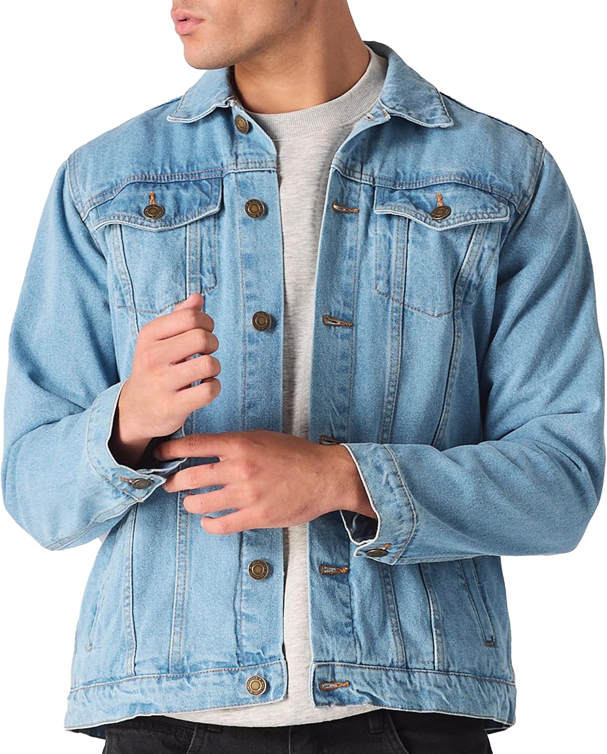 Jean Jacket For Men – Classic Trucker Style Slim Fit Casual Outerwear Button Down Cowboy Cut – Men’s Denim Jacket